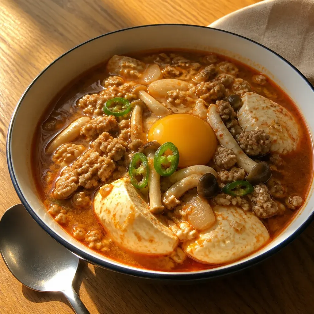 アワビ入りチャンポン風スンドゥブチゲ