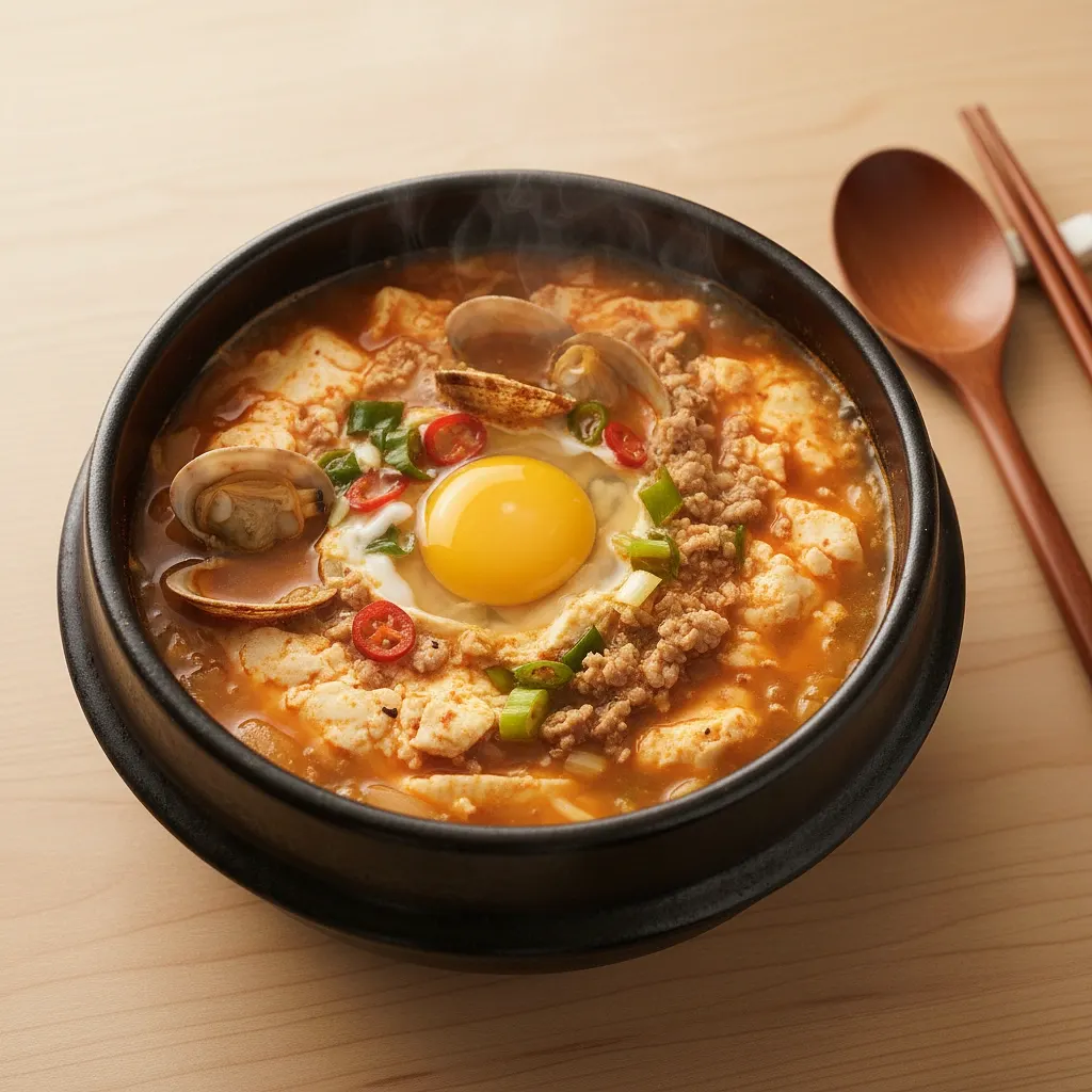 ヤンニョムジャンなしの純豆腐チゲ